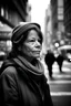 Placeholder: street photo of a woman, nyc, forestpank, narrative figurative