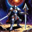 Placeholder: fantasy space knight 90's tcg art