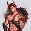 Placeholder: A Young Adult Male. A unique blend of Wood Elf and Red Tiefling features. His handsome face contrasts with the Yakuza dragon tattoos that completly cover his back, arms, and legs. He is wearing a torn coat. A physique that is strong and well-built, resembling a Fighter.