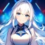 Placeholder: Girl, high quality, detailed, white hair, blue eyes, smiling