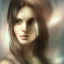 Placeholder: draw woman with Light-brown long hair, dark fantasy setting, ethereal, soft lighting, soft green eyes, medium cheeks, big forehead, wide chin, small nose, Portrait of mutant ,sexy, perfect composition, beautiful eyes