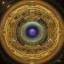 Placeholder: circular gilded portal made of the universe cosmic galaxy, gateway to paradise, steps, tree, iridescent, ornate, brian froud, howard lyon, selina french, anna dittmann, annie stokes, lisa parker, greg rutowski,