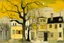 Placeholder: A pale ivory yellow district with a voodoo house in a thunderstorm painted by Piet Mondrian