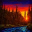 Placeholder: forest river stars sunset