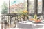 Placeholder: Anime, pixar, cute, table in a nice restaurant next to the window, meal, wine and flower on it, melting watercolor and black ink outlines on wet paper, soft, shading strokes, in sunshine, ethereal, otherwordly, cinematic postprocessing, bokeh, dof