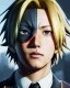 Placeholder: Detailed anime portrait of denki Kaminari from my hero academia, golden hair, black suit, intricate details, full body portrait, keep head in frame, slight smile, black Japanese motif, concept art, highly detailed, digital painting, concept art, sharp focus, illustration, art by Yoji Shinkawa, WLOP and greg rutkowski and alphonse mucha and artgerm and yanjun Chen and Junji ito and Makoto Shinkai, HDR, octane render