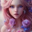 Placeholder: cheerful fairy, pink, blonde hair, beautiful, whole face, whole top hair head, wide open blue eyes, hyperrealism, masterpiece, expert, cinematic lighting, sharp focus, 8K, pastel, macro lens, woman, detailed, flower