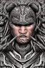 Placeholder:  Portrait Maori Chief iron maiden Maori tribal tattoos, bow with arrows, full detail, 5000k, style of Mad Magazine