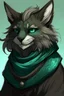 Placeholder: a fluffy tabaxi druid with all black fur wearing cottage core clothing and teal eyes