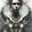 Placeholder: Singer Danish MØ face, Style cyberpunk, watercolor illustration by <agnes cecile> <John Kenn Mortensen> <Yoji Shinkawa>,