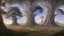 Placeholder: Valinor, tolkien, two giant trees, one giant golden tree, one giant silver tree, surrounded by a giant white castle.