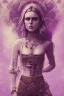 Placeholder: Abstract steampunk, purple tones,Danish singer MØ face,