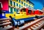 Placeholder: Lego close up Train in lego riomaggiore italy sea town lego