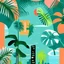 Placeholder: city, tropical, latino, plants, flat design, cover style, 2 colors, risograph zine