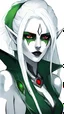 Placeholder: Half drow woman with white hair and one green, one red eye