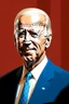 Placeholder: stylized stencil portrait of Joe biden in solid red, beige and (light and dark) blue