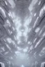 Placeholder: an idea is created of a bridge which has white clouds, in the style of futuristic digital art, grid formations, hall of mirrors, black and gray, photorealistic fantasies, multilayered dimensions, frontal perspective