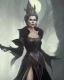 Placeholder: evil queen in black leather gown, busty, cleavage, angry, emperious, 8k resolution concept art portrait by Greg Rutkowski,