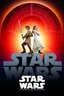 Placeholder: movie poster for Star Wars featuring luke and leia in their iconic poses atop of a the words "STAR WARS" made of stone, the death star in background