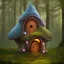 Placeholder: fairy house in the forest, blue and pink lights