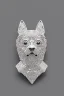 Placeholder: Silver brooch patterned in the shape of a dog Deberman containing crystal white background