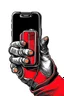 Placeholder: A clunky brick phone with a protruding antenna, held tightly by a gloved hand. A single red bar indicates weak signal strength. Style: Pop Art, Mood: Pop culture, Lighting: Bold, contrasting colors with a focus on the phone, T-shirt design graphic, vector, contour, white background.