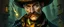 Placeholder: oil paint and airbrush, upper body portrait of clever crow vintage mustache thief quickling juggler man in then elven magical green city of Forgotten Realms, myth drannor, in the style of fallout 4