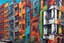 Placeholder: Colorful mural adorning urban city wall, Large-scale street art piece, Vibrant and dynamic colors, Detailed and intricate design, Cultural or abstract theme, Graffiti style with sharp lines and vivid hues, Adding vibrancy to cityscape, Realistic with a touch of urban artistry, Sharp focus on mural details, Bright and contrasting color palette, Digital illustration, Enhanced depth and texture,