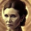 Placeholder: actress carrie fisher, ominous, waist up portrait, intricate, oil on canvas, masterpiece, expert, insanely detailed, 4k resolution, retroanime style, circular reflective eyes, cinematic smooth, intricate detail , soft smooth lighting, soft pastel colors, painted Renaissance style