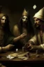 Placeholder: Jesus and some pirates friends smoking and playing cards, davinci. Surreal. The faces are in agony.