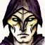 Placeholder: dnd, fantasy, watercolour, portrait, head, face, ilustration, dark cultist, hooded figure, armour, satanic