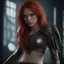 Placeholder: woman 3d realistic redhair with blue eyes dark angel