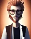 Placeholder: a tall guy who is skinny and scrawny with blond hair and blond beard. his hair is to the left side and he wears glasses. he is wearing a white t-shirt, black jeans and has straight teeth and brown shoes. tim burton style