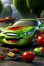 Placeholder: Lightning mcqueen eating broccoli