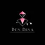 Placeholder: Create a logo with the name Deniz Boutique, inspired by diamond dresses, with the symbol of the dress, baby pink, black background.