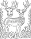 Placeholder: coloring pages: Playful deer in a vibrant, whimsical setting, exuding joy and charm, with soft and diffused lighting to enhance the cheerful atmosphere.