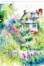Placeholder: abstract watercolour english cottage garden in the style of jean haines, centred