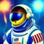 Placeholder: Jackseptickeye astronaut, blue sparks flying out, sun beaming, cheese inspired