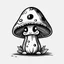 Placeholder: mushroom, black and white, cartoon, drawing, cute, outline, creature, simple