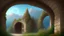 Placeholder: arched doorway into the side of the mountain