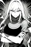 Placeholder: angry blonde girl, angry pose, greyscale