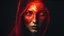 Placeholder: Generate an image of a woman's face half veiled in shadow, half illuminated by a fiery red glow, symbolizing the internal struggle between light and darkness, love and evil, within the human soul. super dark and gory