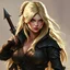 Placeholder: a blonde warrior woman, assassin, fantasy, medieval, digital art, stylised