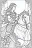 Placeholder: Fantasy coloring page, minimal detail. HD. Woman with knight