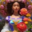 Placeholder: afro mexican 3d Disney pixar smilling woman, Alphonse Mucha, Hector Guimard, Valentine's Day , 32K, intricately detailed, plants, flowers, colorful, rtx, unreal engine 5, art nouveau, clouds, smoke, square type face, Día de los Muertos