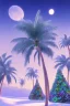 Placeholder: 1980's vaporwave aesthetic palm trees in Christmas winter