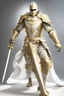 Placeholder: Knight wearing white and gold armor and white cape with white face mask, holding a two handed sword