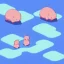 Placeholder: isometric clean art of two super cute baby kawaii style hedgehogs in love, soft lighting, soft pastel gradients, high definition, 3d icon clay render, blender 3d