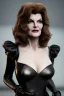 Placeholder: Rene Russo as evil queen in black leather gown, angry, busty, curvey, cleavage, unreal 5, octane render,cinema4d, dynamic lighting, dramatic lighting, 4k, redshift render, highly detailed, hyper realistic