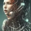 Placeholder: wonderfull portrait only woman half face robot rust, long black hair, intricate, sci-fi, cyberpunk, future,